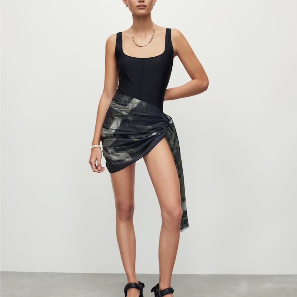 All Saints Black and Gray Mini Skirt